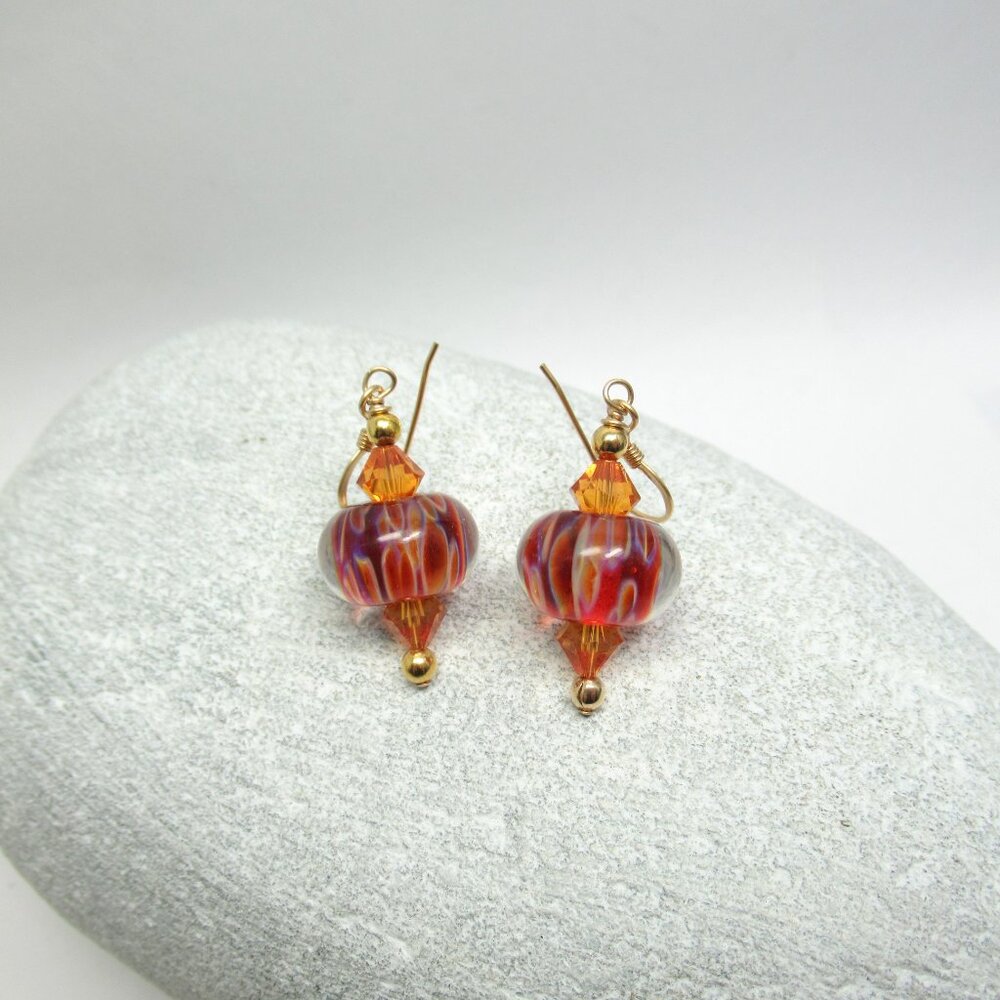 Boro and Crystal bead earrings on gold